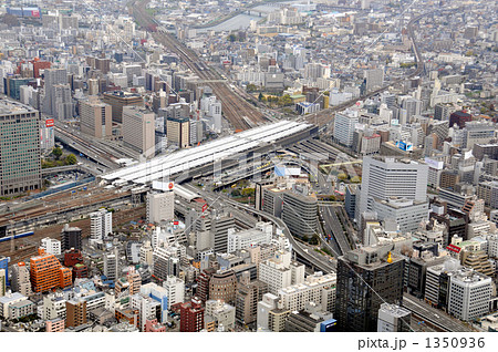 新大阪駅を空撮の写真素材