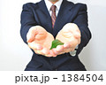 環境問題に取り組むイメージ（スーツで両手） 1384504
