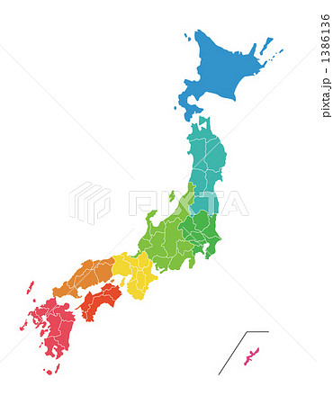 日本地図 色分け枠ナシ版のイラスト素材