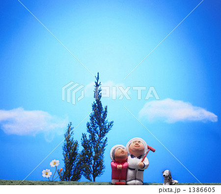 ゲートボールをする老夫婦のクラフト ゲートボールをする老夫婦のクラフト 1386605