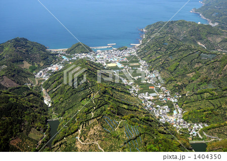 和歌山県湯浅町を空撮の写真素材