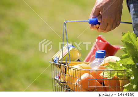 食材の入ったスチールカゴと持つ手 1434160