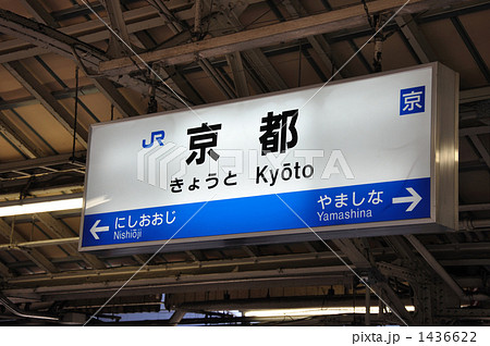 京都駅の看板の写真素材
