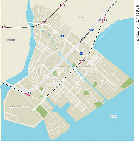 千葉県浦安市の地図のイラスト素材