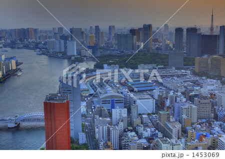 勝どき橋と東京タワーが見える夕景イメージ 勝どき橋と東京タワーが見える夕景イメージ 1453069