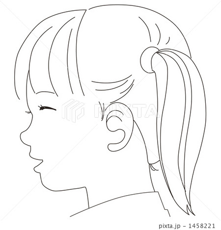 線画 女の子 小学生のイラスト素材