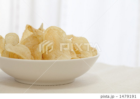 白い皿に盛られたポテトチップス 1479191