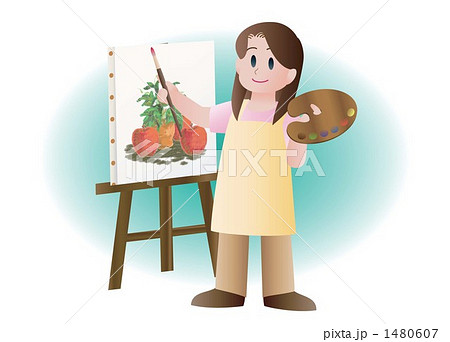 絵描き 趣味 立っているのイラスト素材