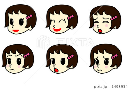 女の子の顔イラスト（喜怒哀楽） 1493954