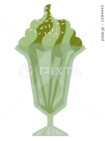 グラスに盛った抹茶色のパフェ 1494445