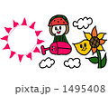 真夏の空をカブト虫に乗って飛ぶ女の子 1495408
