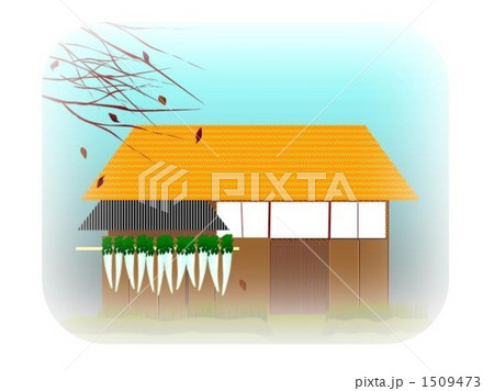 干し大根の下がる家 1509473