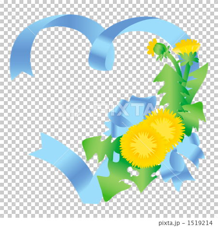 サムシングブルーのハートリボンとタンポポのフレーム 1519214