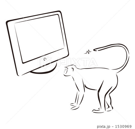 猿とテレビのイラスト素材