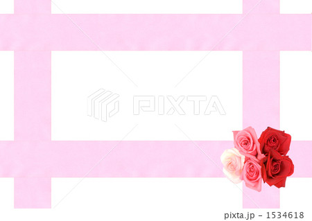 バラのブーケとリボンのフレーム 1534618