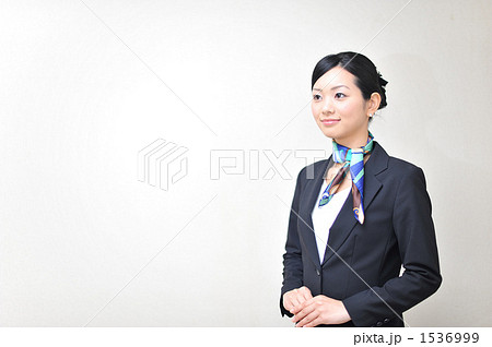 スカーフ スーツ 女性の写真素材