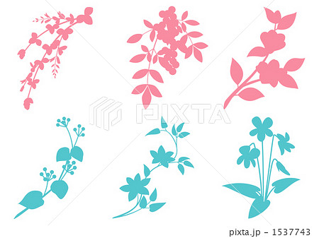 和の花 萩など 桃色 水色 のイラスト素材