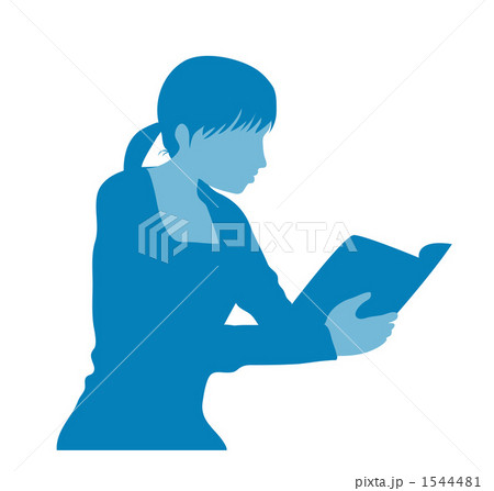 読書する女性のシルエットのイラスト素材