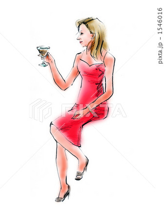 シャンパングラスを持つ女性のイラスト素材