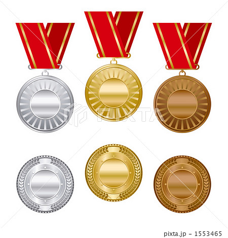 金 銀 銅メダルセットのイラスト素材