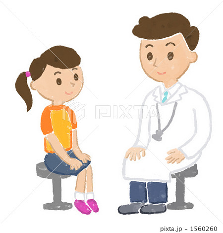 診察中の医師と患者 女の子 のイラスト素材
