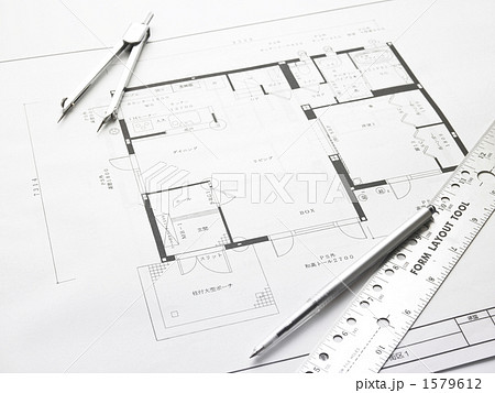 マイホームの設計図の写真素材