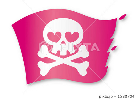 ハートの海賊旗のイラスト素材