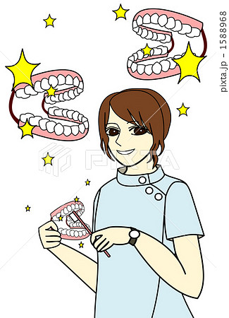 歯磨き指導する女性イラストのイラスト素材
