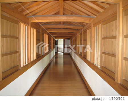姫路城 西の丸櫓群の百間廊下の写真素材