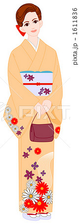 きもの 訪問着 女性のイラスト素材