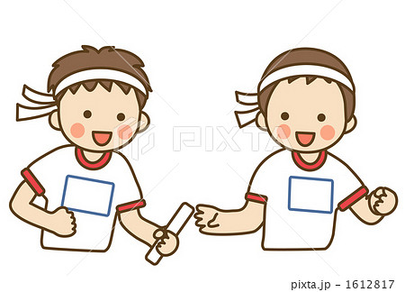 バトンリレー走 バトン競争のイラスト素材