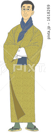 和装 男性 着物のイラスト素材 1618269 Pixta