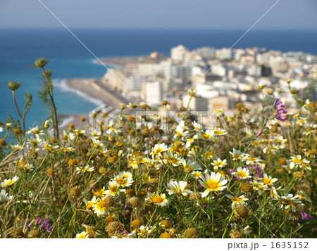 「ロドス島」のスミス山から望む「エーゲ海とロドスシティ新市街」（ギリシャ） 1635152