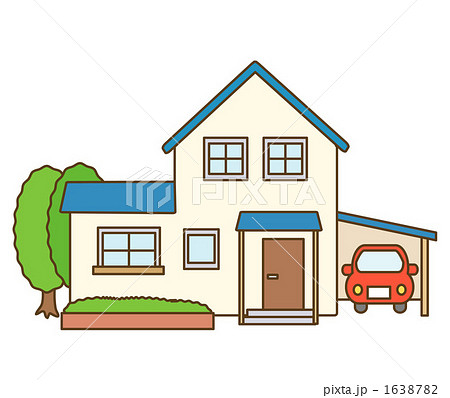 青い屋根の家のイラスト素材