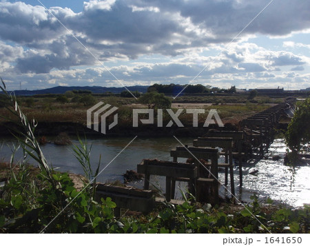 嵐の後の木津川流れ橋 1641650