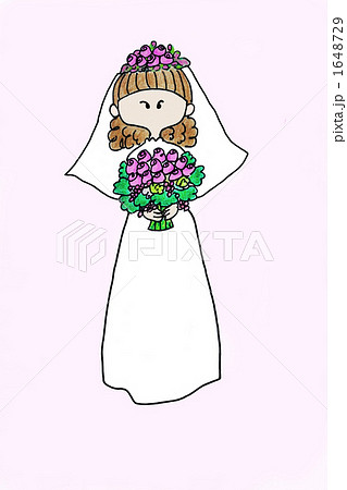 ウエディングドレス 花嫁 女の子のイラスト素材