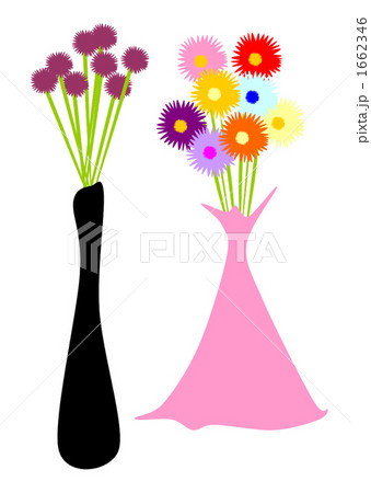 ドレスイメージの花瓶に挿した花のイラスト素材