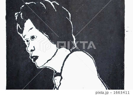 女性 横顔 木版画のイラスト素材 [1663411] - PIXTA