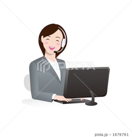 コールセンターのテレオペの女性のイラスト 1676761