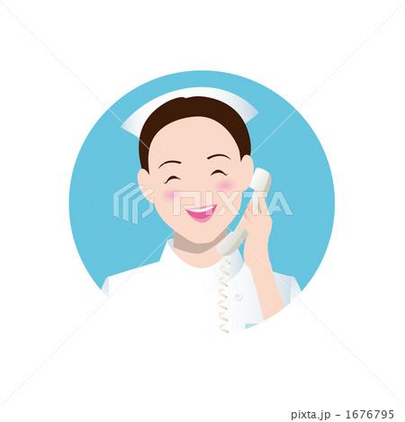 電話をかける看護婦の女性のイラスト 1676795