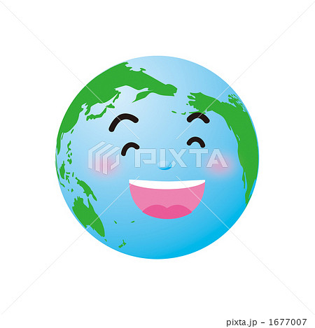 笑顔の地球のイラストのイラスト素材