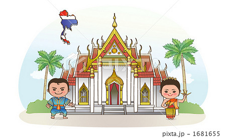 タイ王国 人物 寺院のイラスト素材