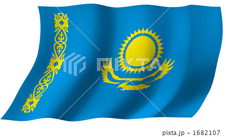 カザフスタンの国旗のイラスト素材