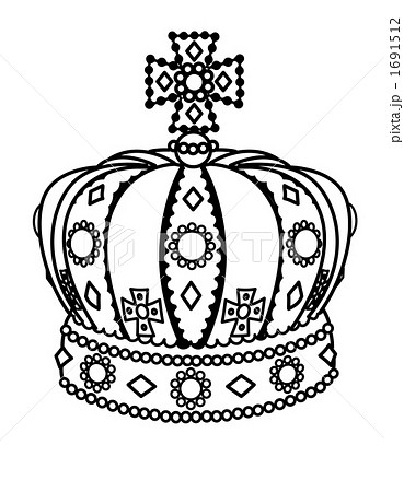 線画王冠のイラスト素材