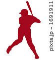 打者シルエット赤色 1691911