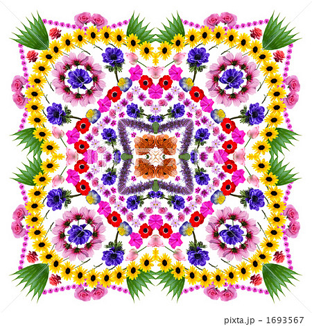 花曼荼羅コラージュの写真素材