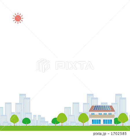 ソーラーパネルのある家と街 1702585