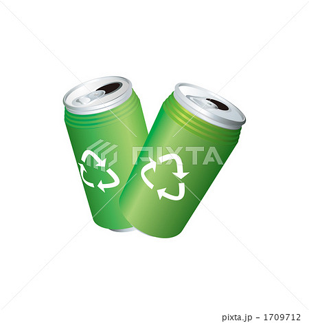 リサイクルマークのついた空き缶のイラストのイラスト素材