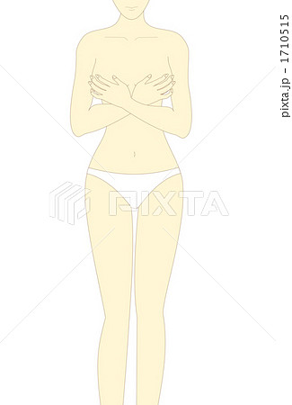 手ブラ姿の女性イラスト（全身） 1710515