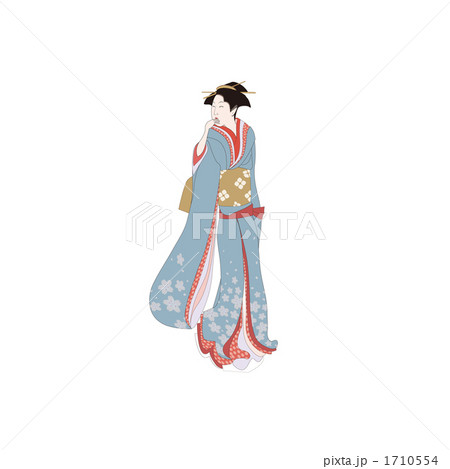浮世絵風の女性のイラストのイラスト素材